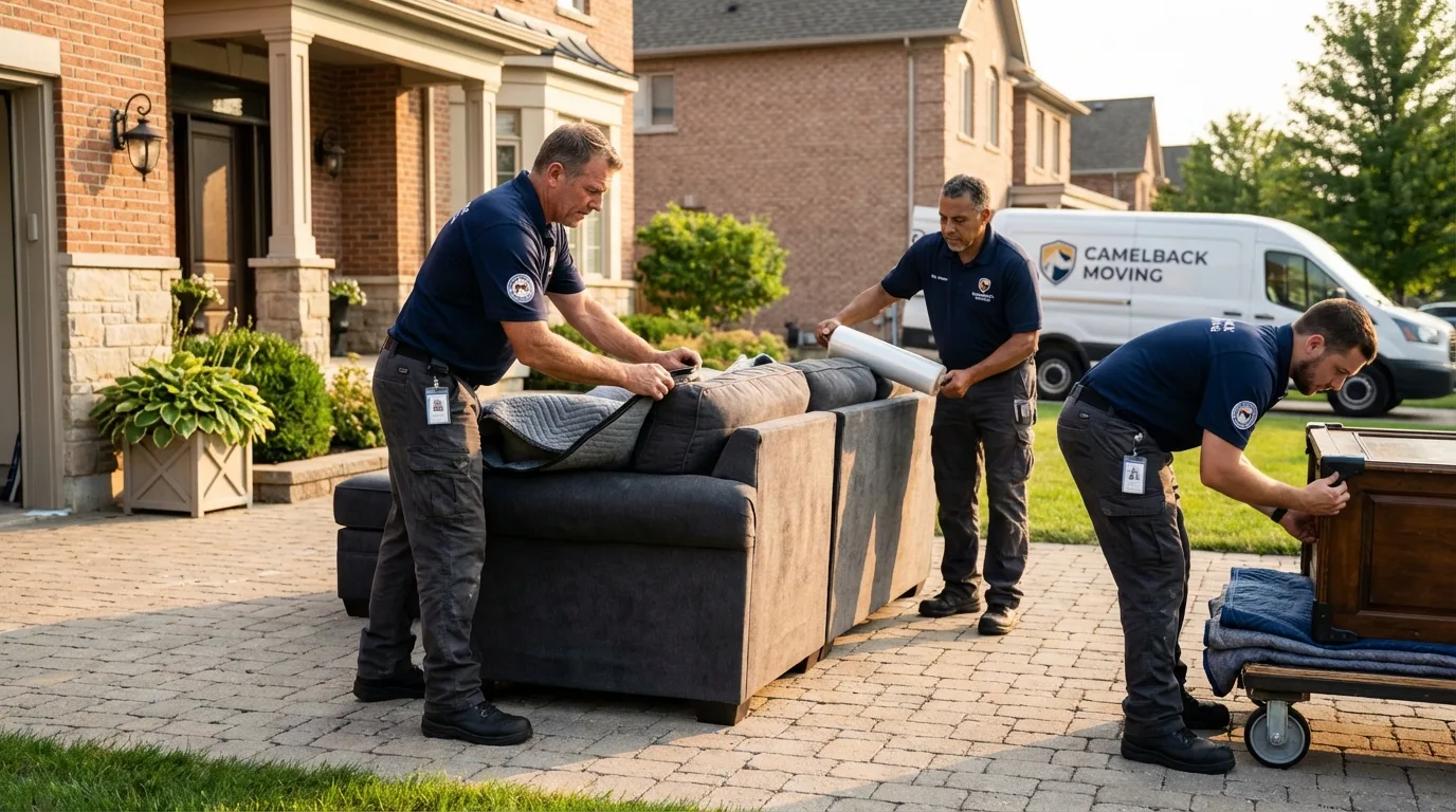 Large estate moving crew wrapping furniture in Bacliff, TX